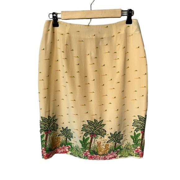 Silk club island print cheetah 100% silk beaded skirt size 8 NWT - Picture 1 of 6